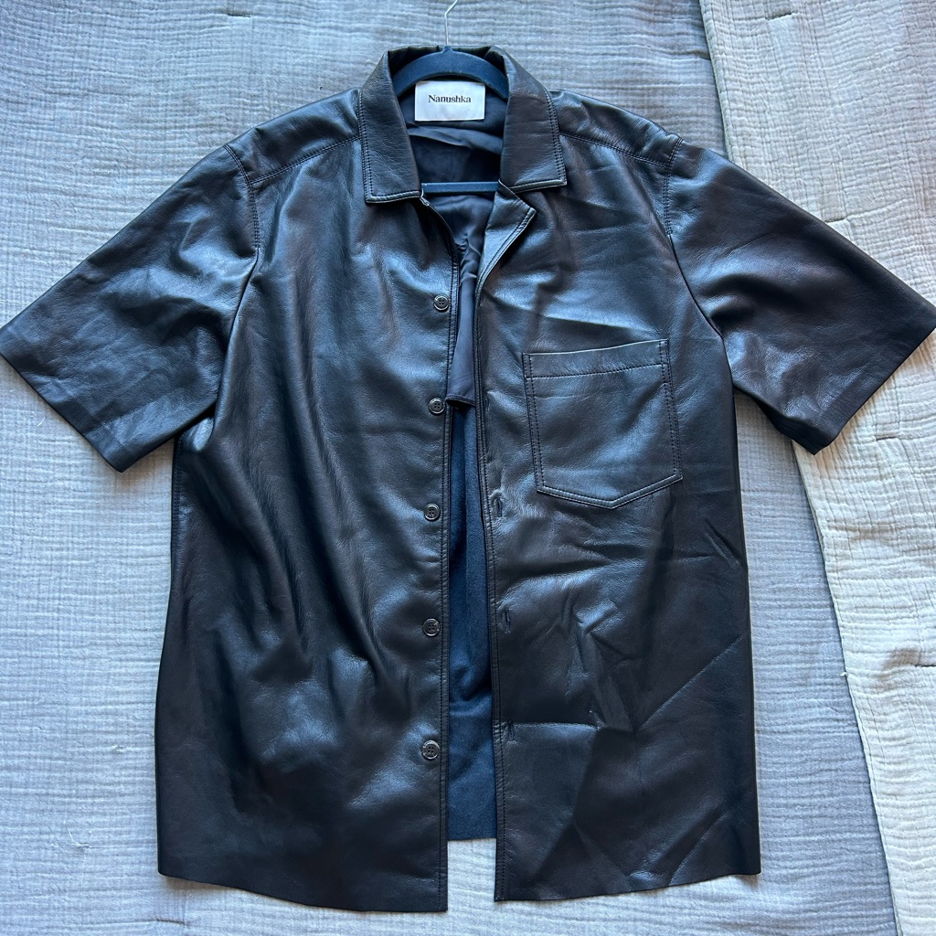 Beautiful Men’s Vegan Leather Button Down. Very Stylish Nanushka